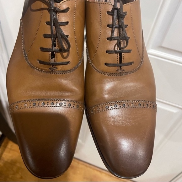 Salvatore Ferragamo Boston Cap Toe Lace Up Dress Shoes Brown Sz 8 E - Picture 2 of 10